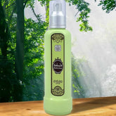 Groene Roomspray Fatema sprayfles met zilveren pomp voor frisse kamers